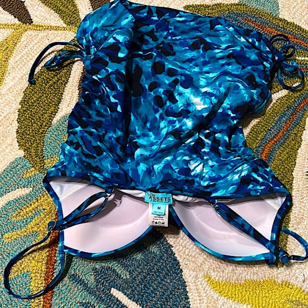 SPANX Assets Blue Tie-Dye One-Piece Push Up Bathing Suit Size Medium. Never Used - Picture 3 of 5